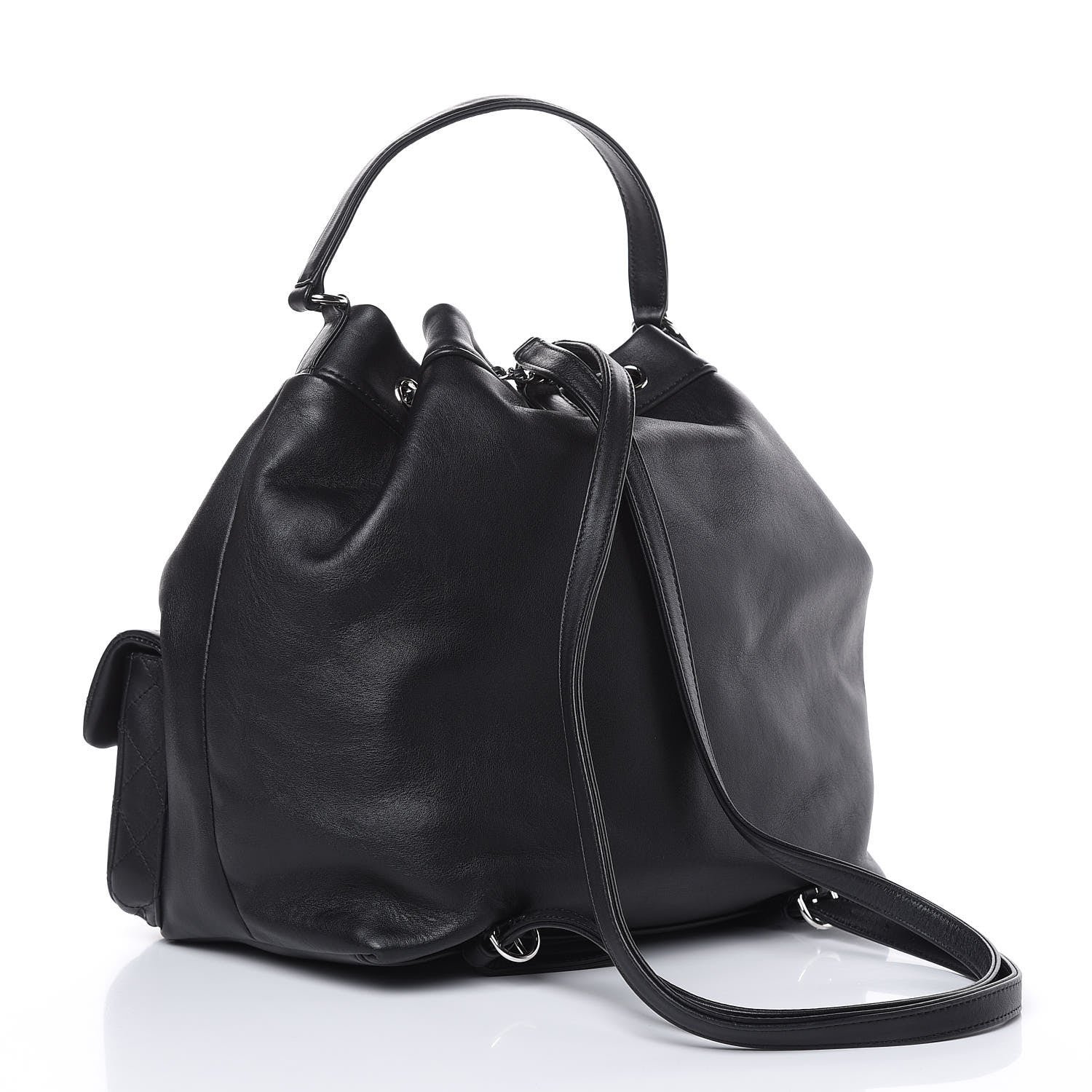 Chanel Lambskin Quilted Backpack Pocket Black 3 of 11