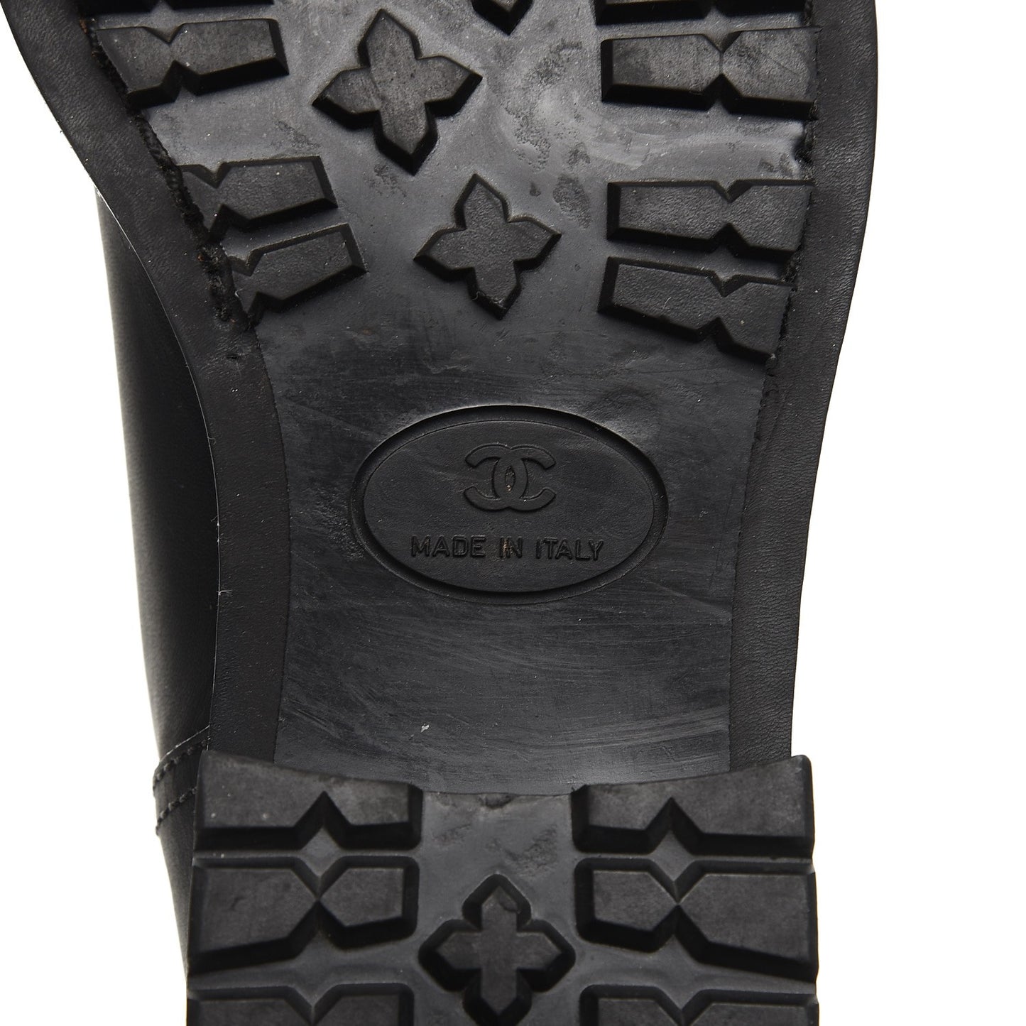Calfskin Quilted Riding Boots 35.5 Black