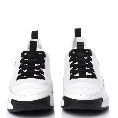 Chanel Velvet Calfskin Mixed Fibers CC Sneakers 38 Ivory Black 2 of 12
