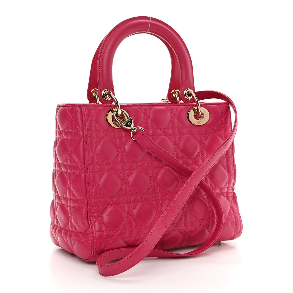 Christian Dior Lambskin Cannage Medium Lady Dior Fuchsia 3 of 14