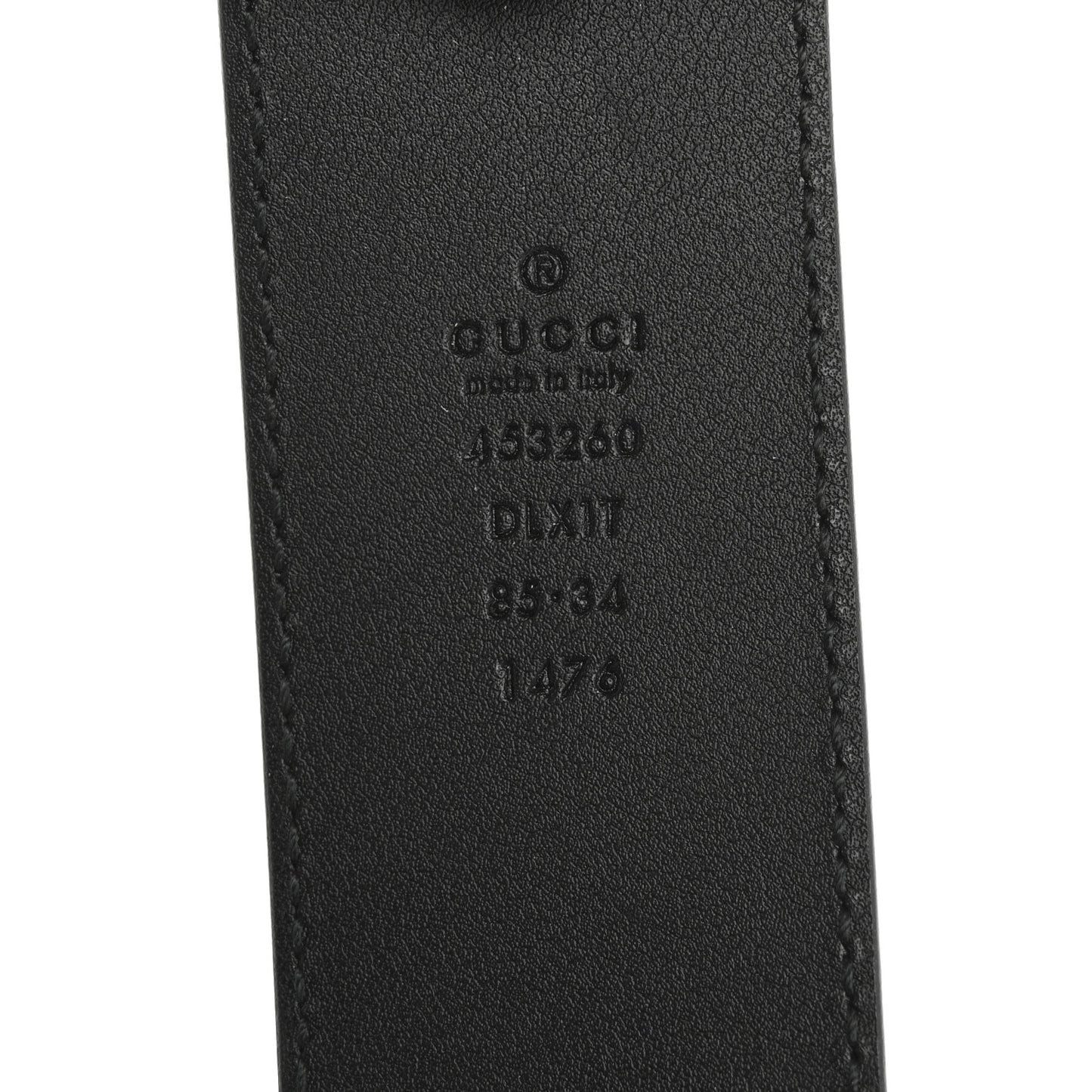 Calfskin Pearl Double G 85 34 Belt Black Cream