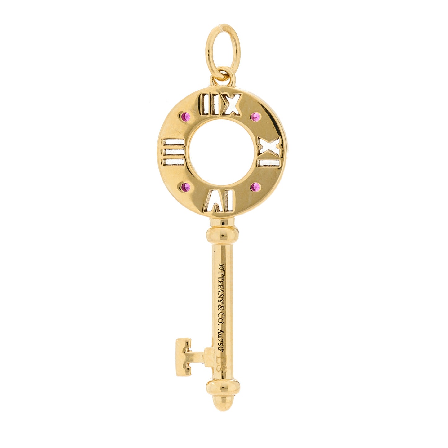 18K Rose Gold Ruby Atlas Pierced Key Pendant
