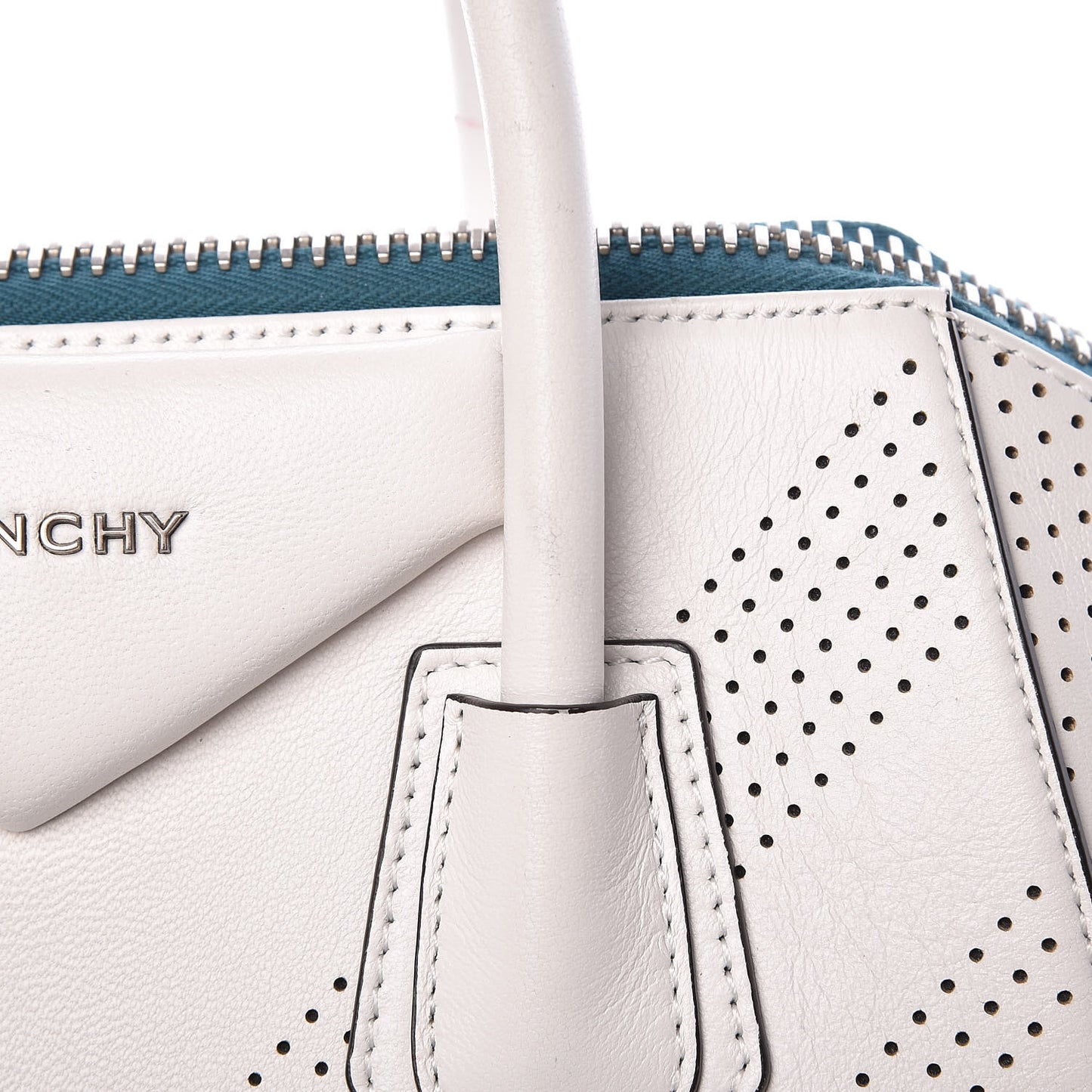Lambskin Perforated Small Antigona White