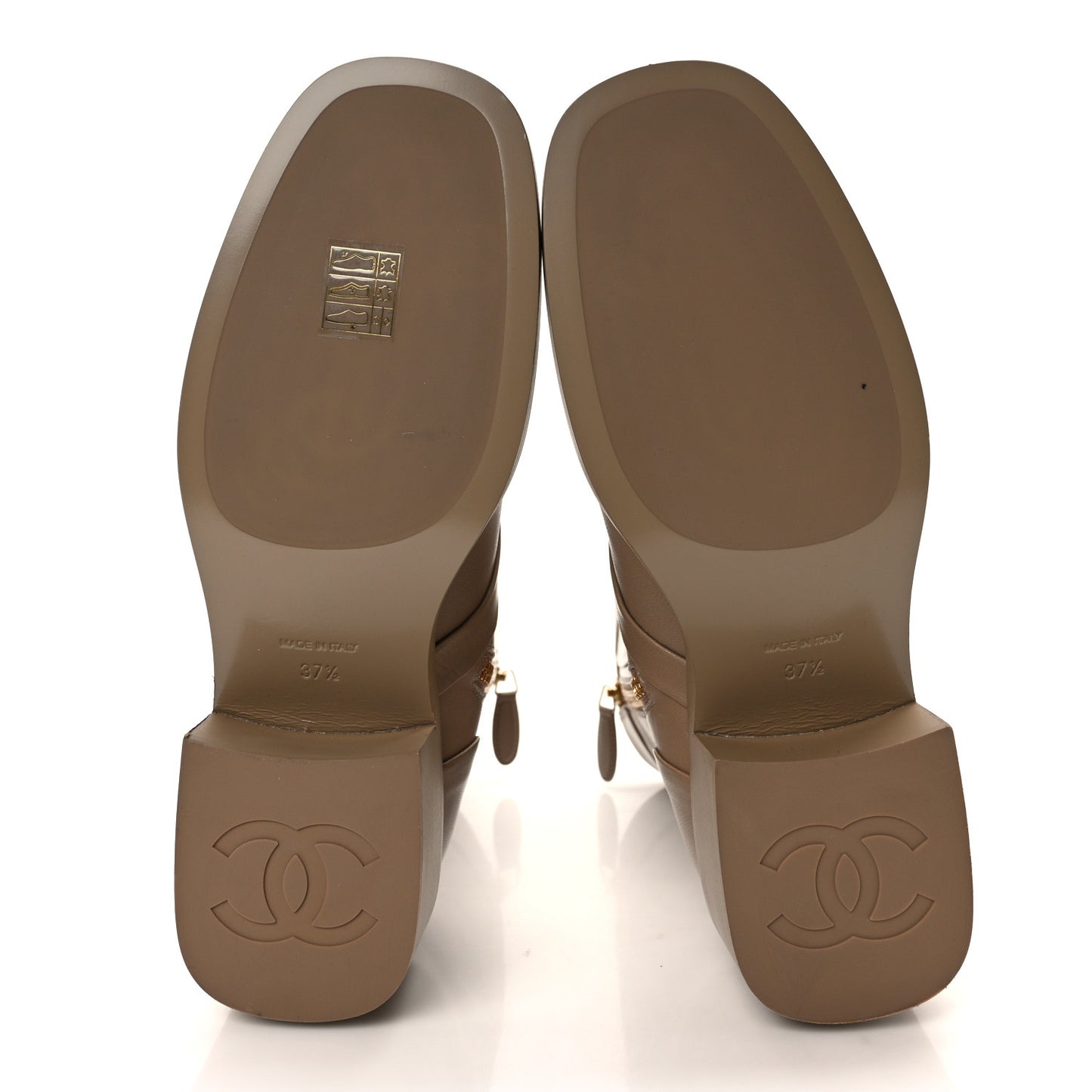 Shiny Goatskin Cap Toe Short Boots 37.5 Beige
