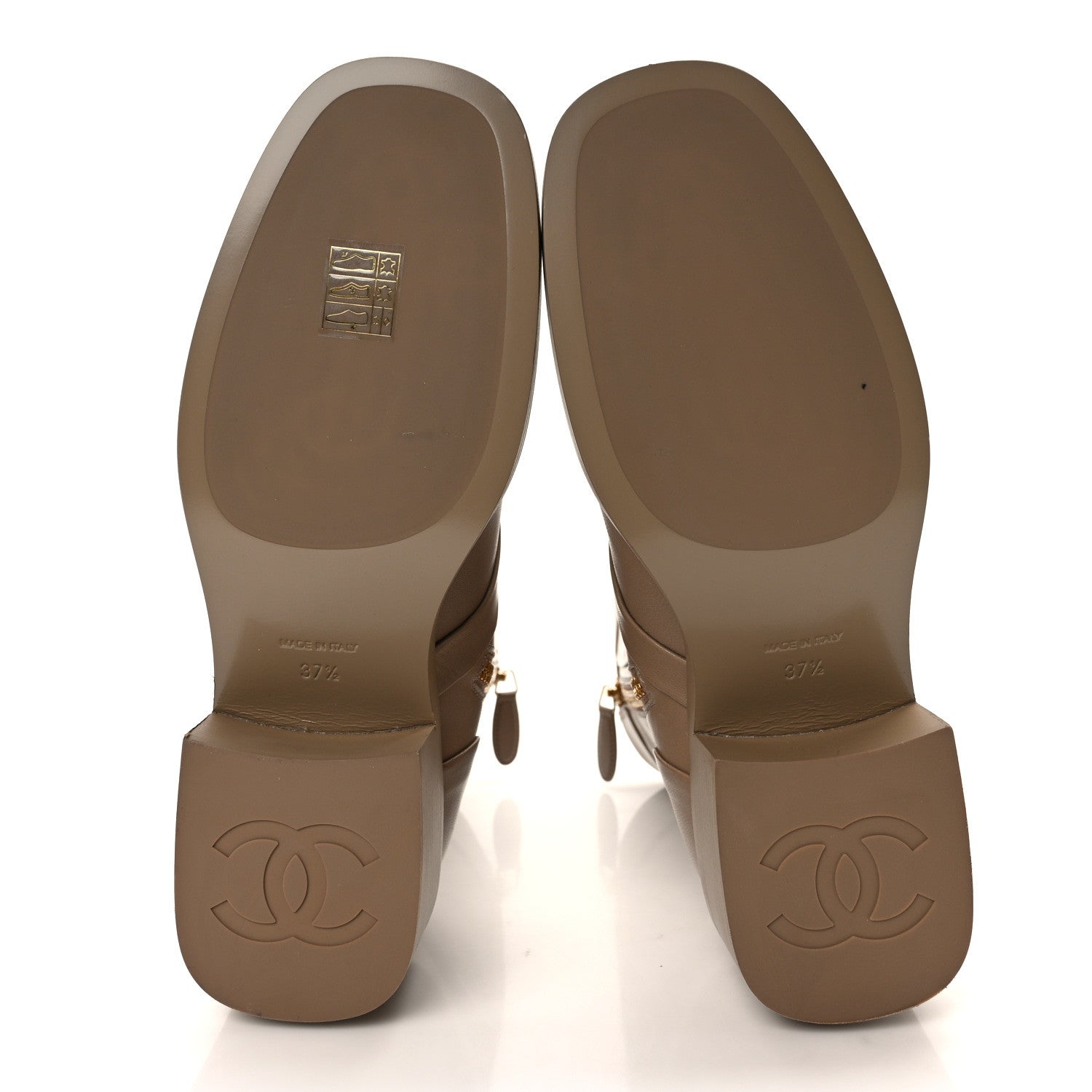 Chanel Shiny Goatskin Cap Toe Short Boots 37.5 Beige 5 of 9