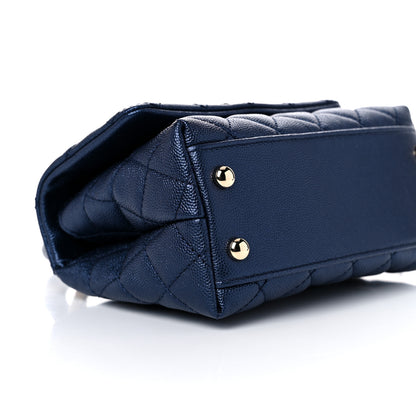 Chanel Iridescent Caviar Quilted Extra Mini Coco Handle Flap Dark Blue 7 of 9