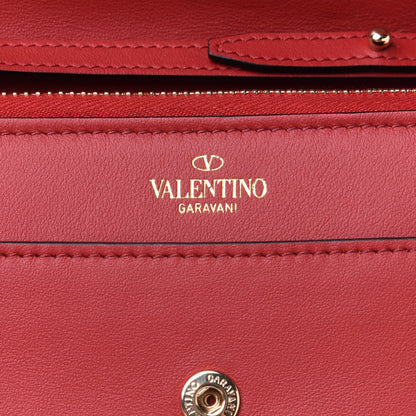 Valentino Garavani Vitello Rockstud Carry Secrets Continental Wallet On Chain Red 6 of 9