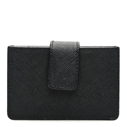 Prada Saffiano Metal Gusseted Card Holder Black 1 of 6