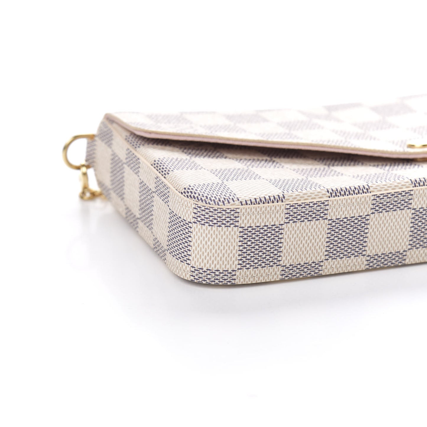 Damier Azur Pochette Felicie Chain Wallet Rose Ballerine