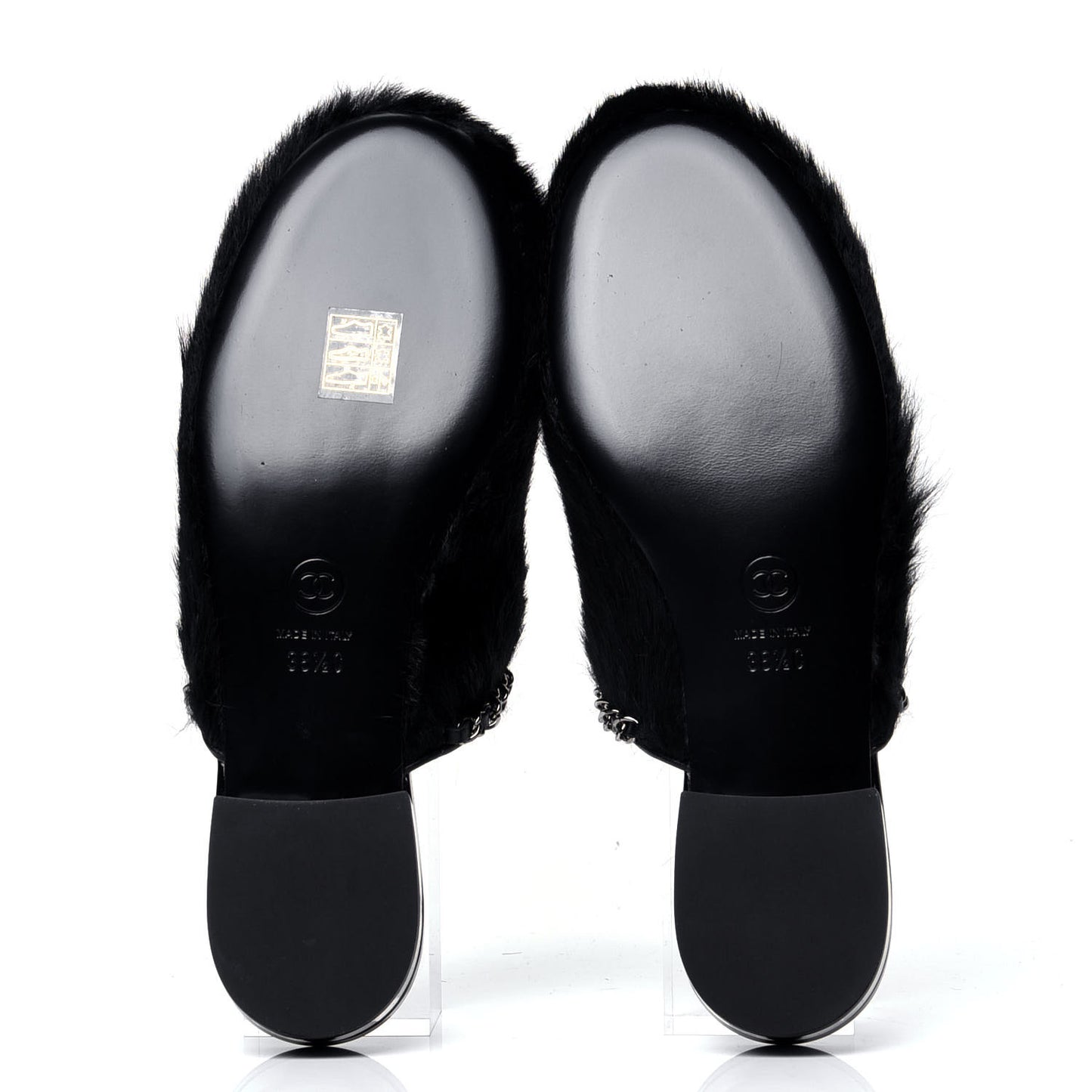 Calf Hair Chain Mules 38.5 Black