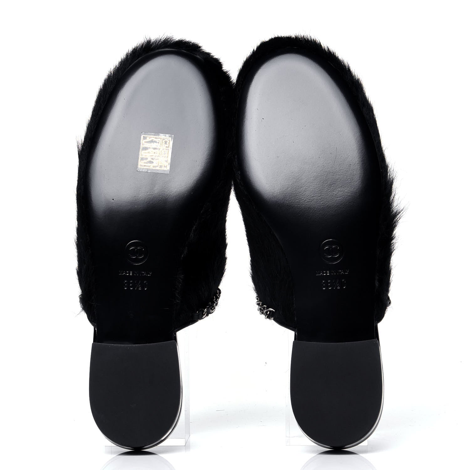 Chanel Calf Hair Chain Mules 38.5 Black 5 of 6