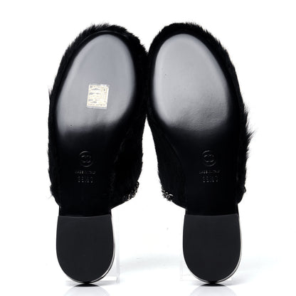 Chanel Calf Hair Chain Mules 38.5 Black 5 of 6
