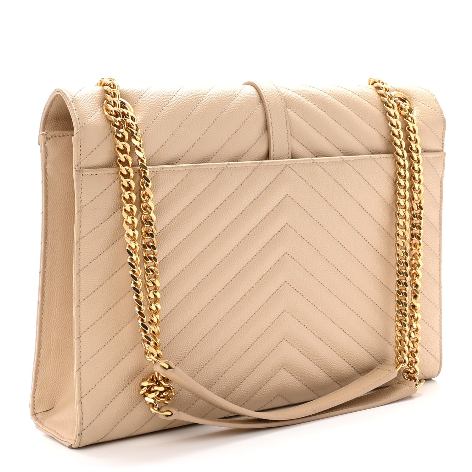 Saint Laurent Grain De Poudre Matelasse Chevron Large Monogram Satchel Nude Powder 3 of 11