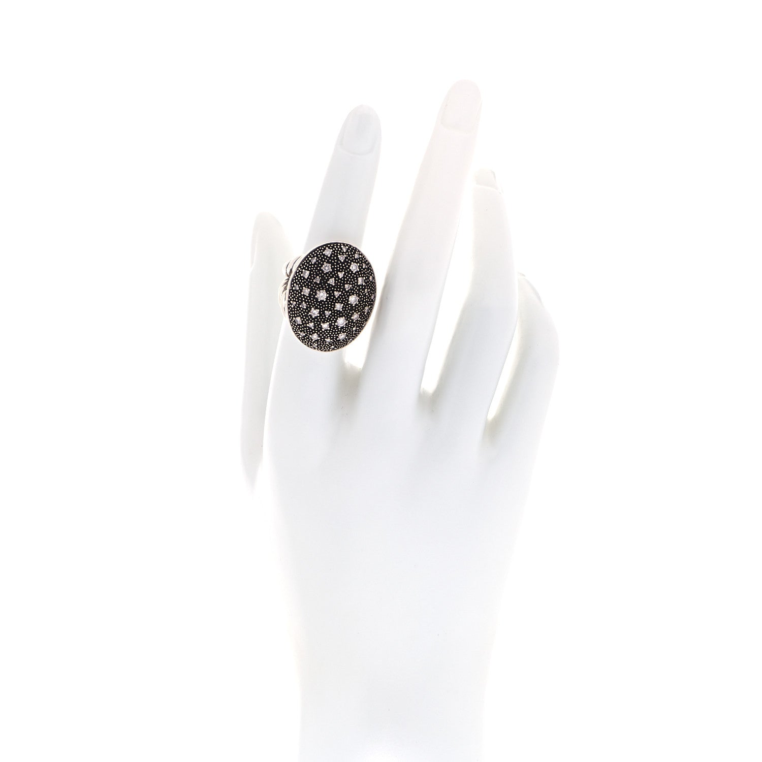 David Yurman Sterling Silver Diamond Midnight Melange Ring 52 6 2 of 5