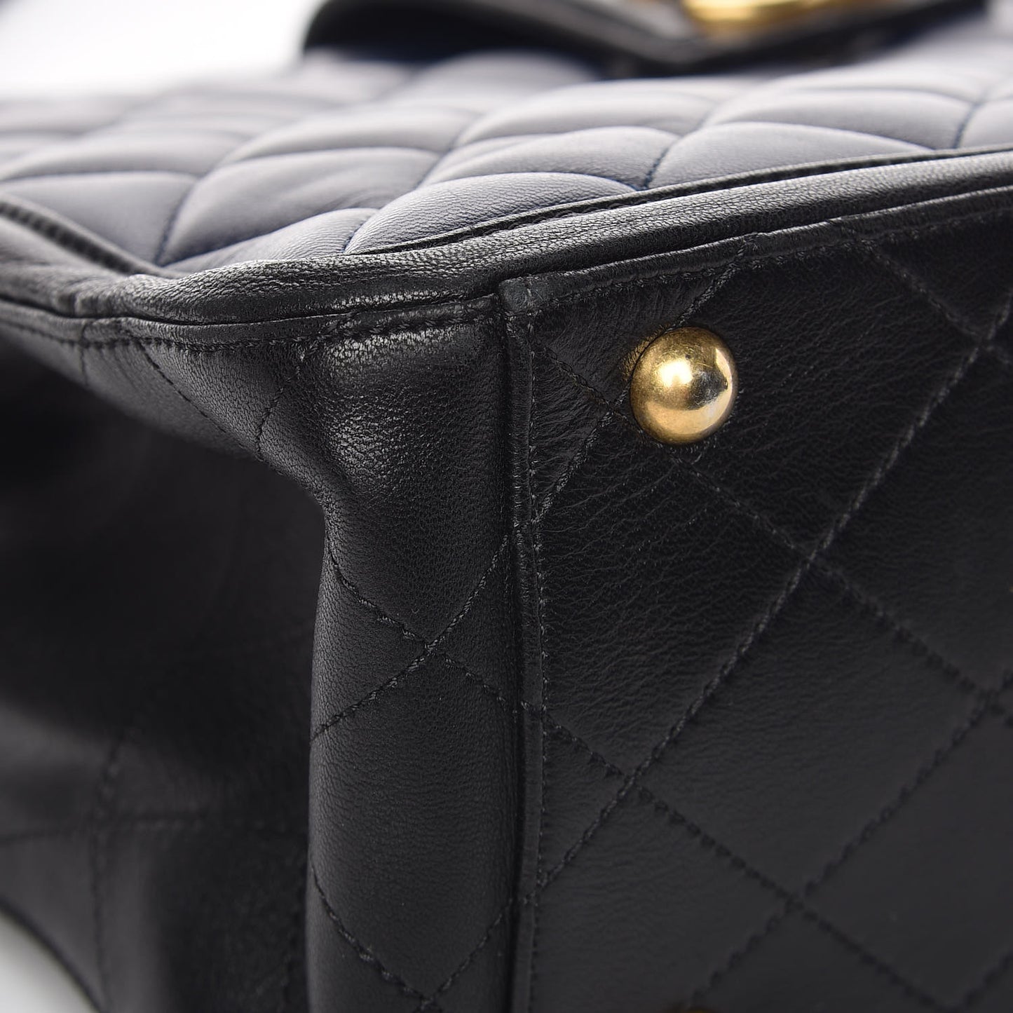 Lambskin Quilted Elegant CC Shopping Tote Navy Black