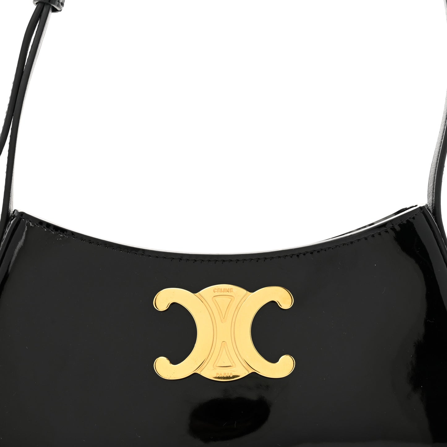 Patent Calfskin Medium Tilly Triomphe Shoulder Bag Black
