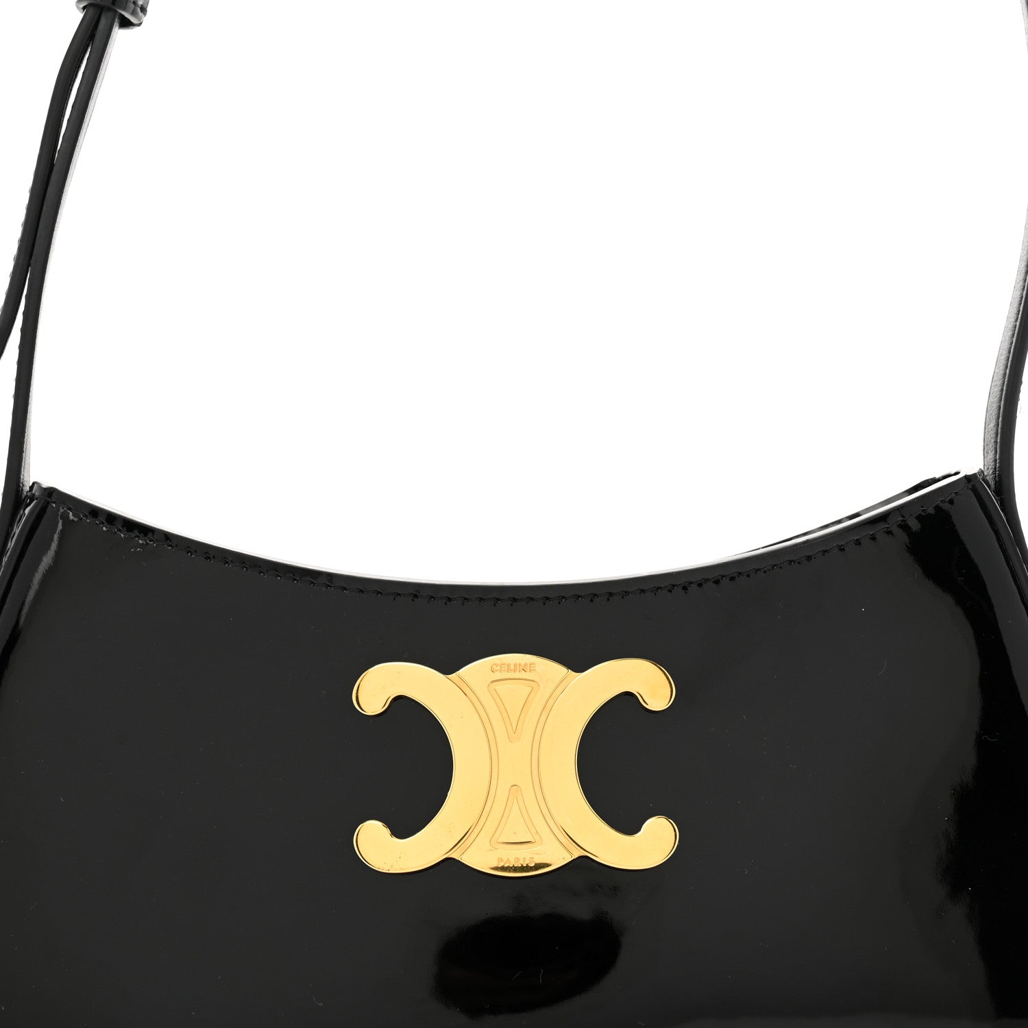 Celine Patent Calfskin Medium Tilly Triomphe Shoulder Bag Black 7 of 11