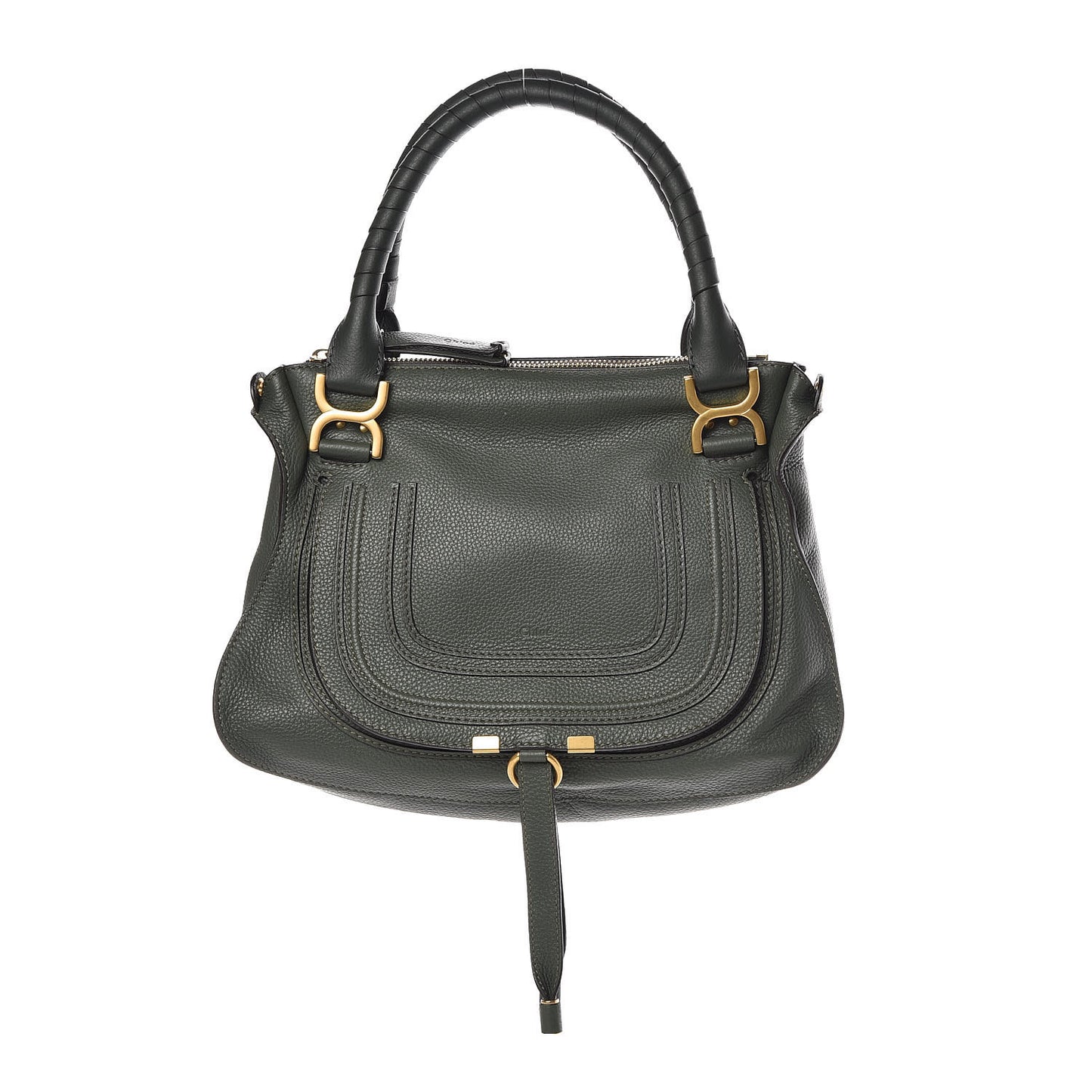 Calfskin Medium Marcie Satchel Midnight Green