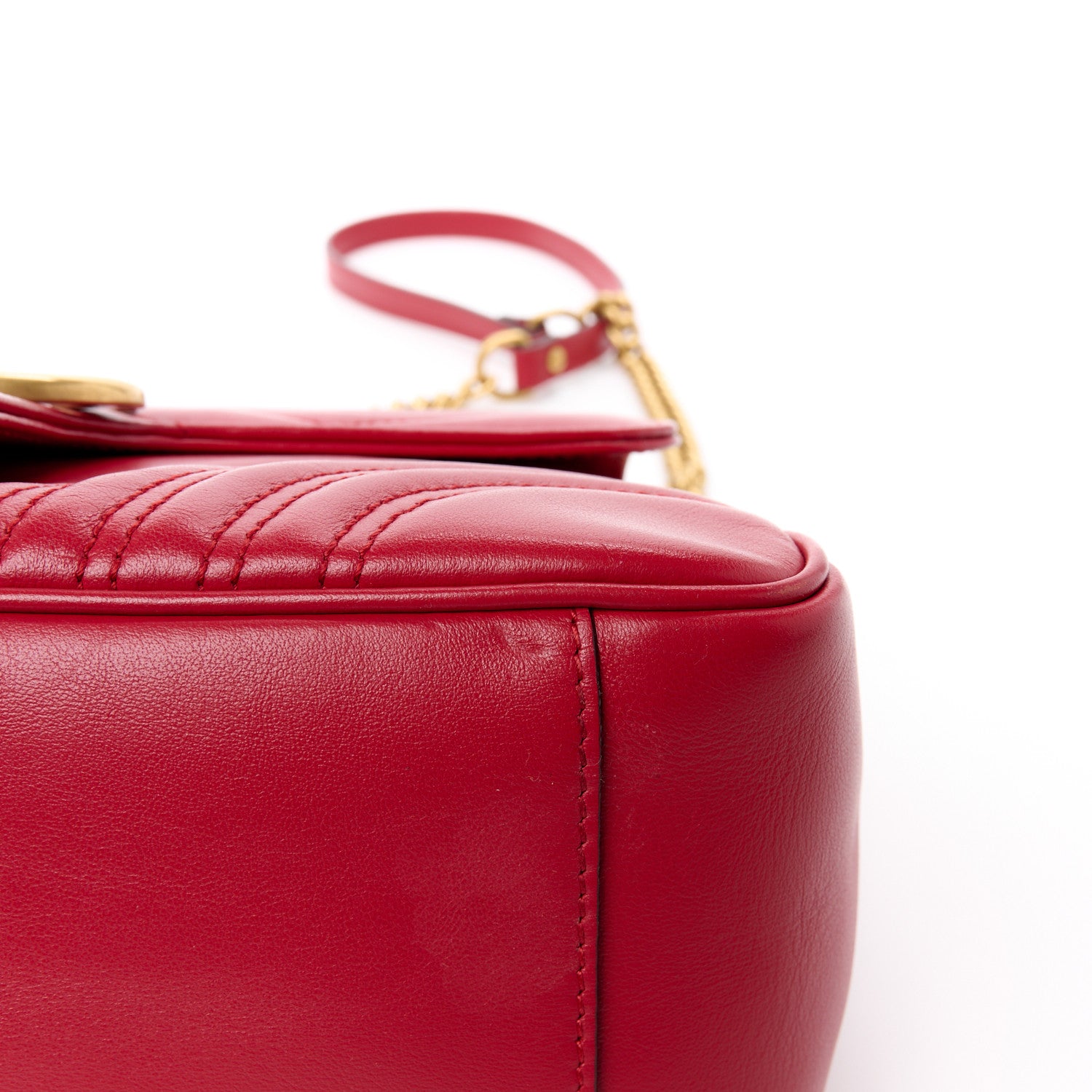 Gucci Calfskin Matelasse Small GG Marmont Top Handle Shoulder Bag Hibiscus Red 14 of 14