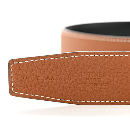 Hermes Box Togo So Black 32mm H Belt 75 Black Gold 5 of 5