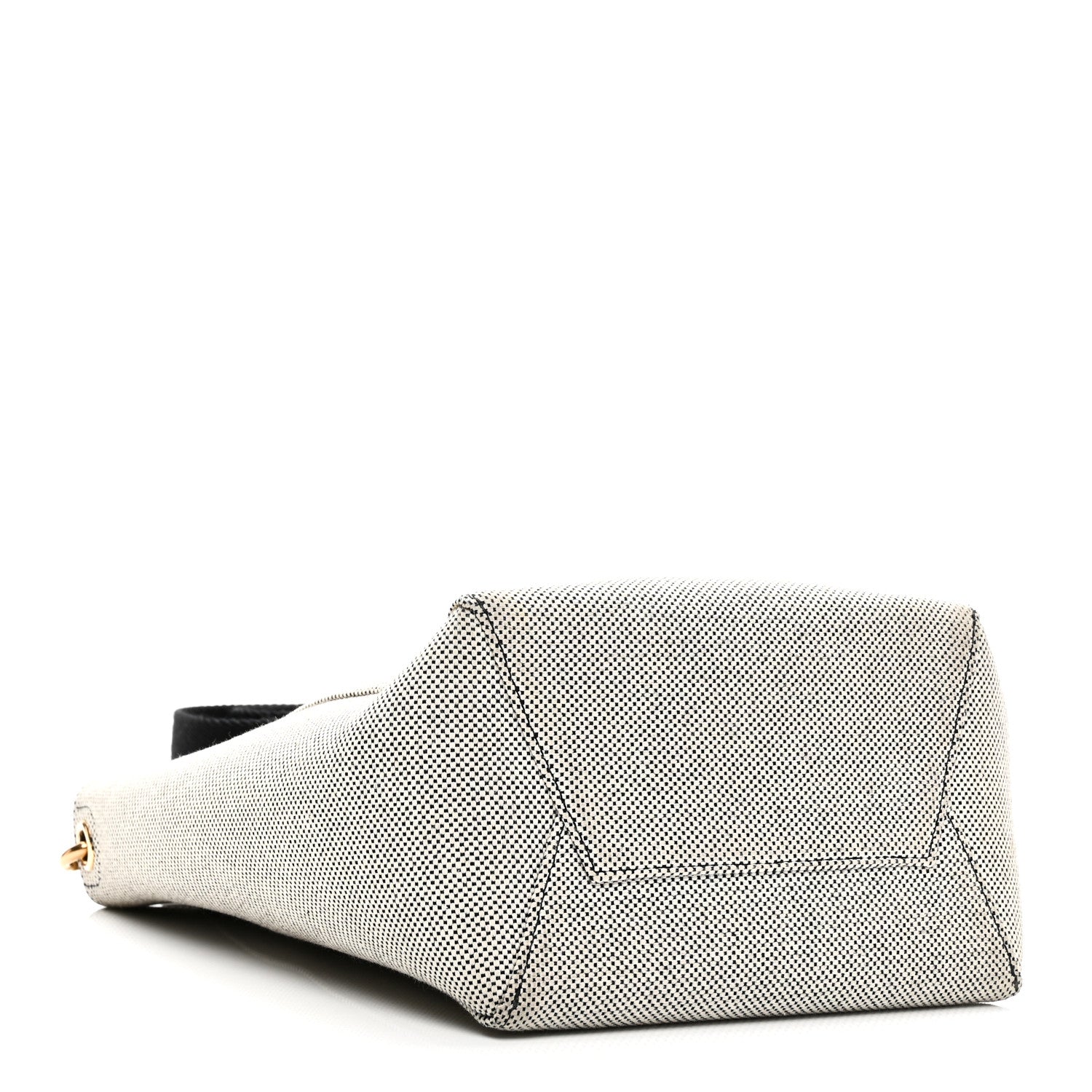 Celine Textured Canvas Small Sangle Bucket Bag Black White 4 of 9