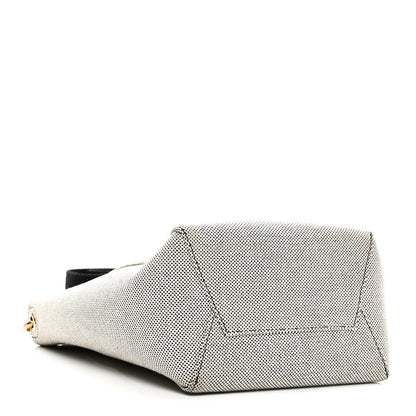 Celine Textured Canvas Small Sangle Bucket Bag Black White 4 of 9