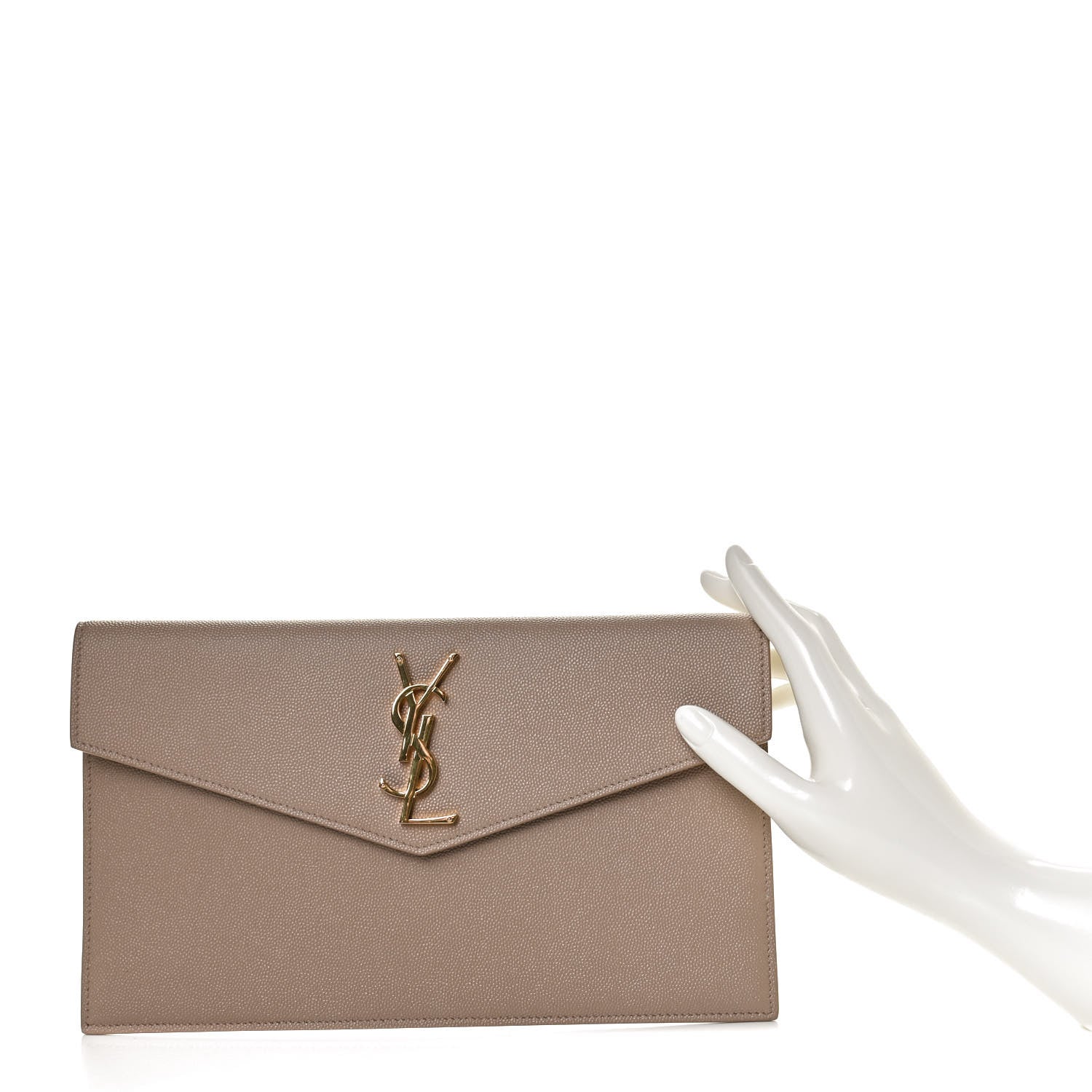 Saint Laurent Grain De Poudre Uptown Pouch Dark Beige 2 of 11