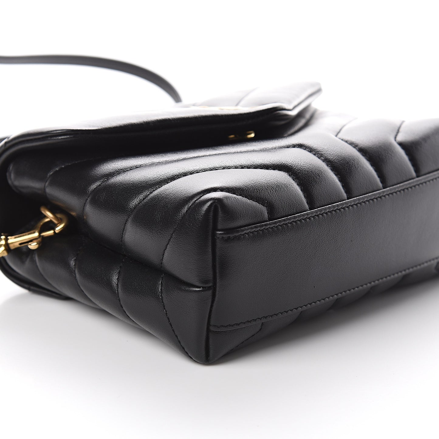 Calfskin Y Quilted Monogram Toy Loulou Crossbody Bag Black