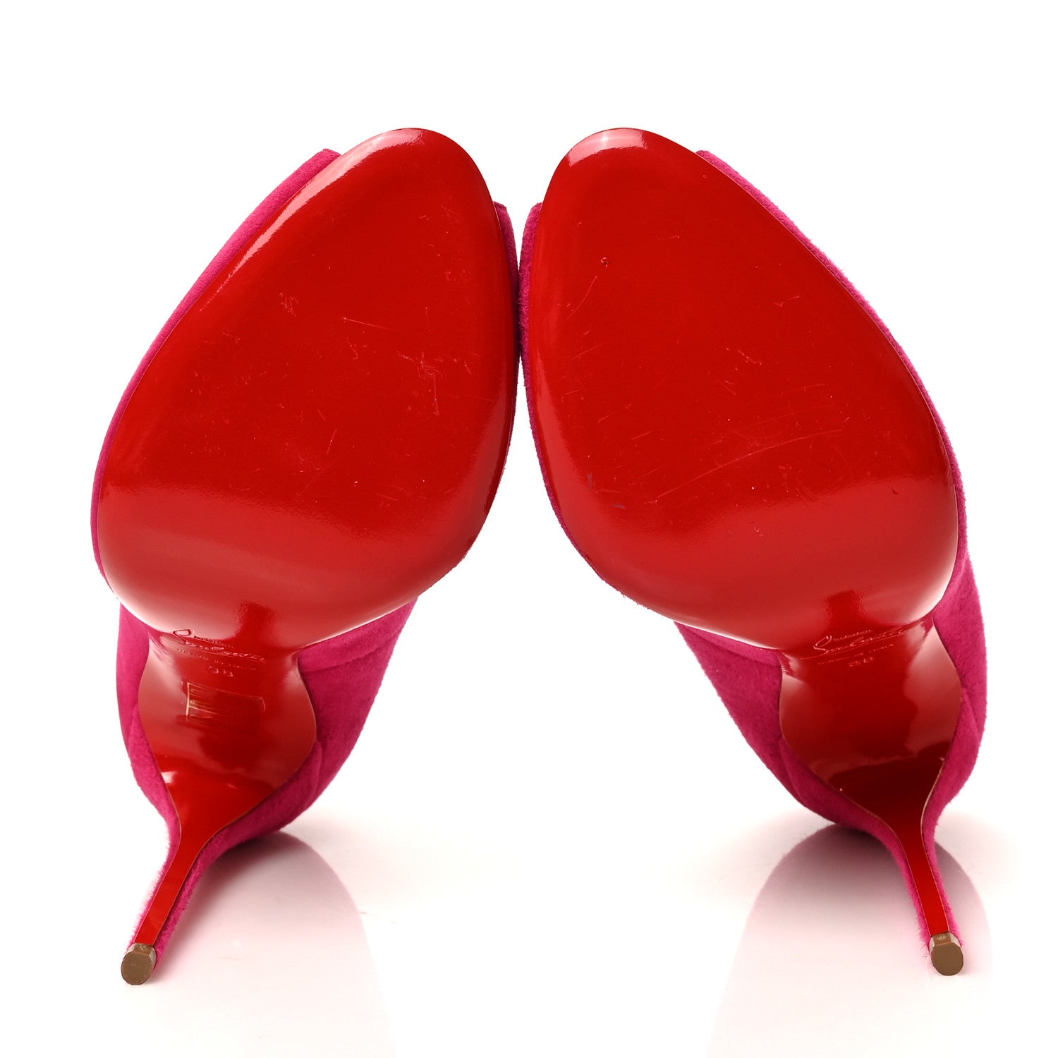 Christian Louboutin Suede Hyper Prive Peep Toe Pumps 38 Pink 5 of 7