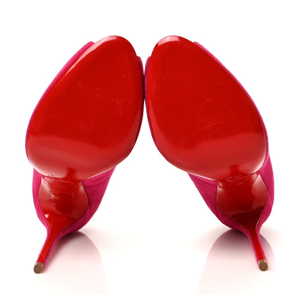 Christian Louboutin Suede Hyper Prive Peep Toe Pumps 38 Pink 5 of 7
