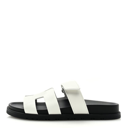 Hermes Calfskin Womens Chypre Sandals 37 White 1 of 8