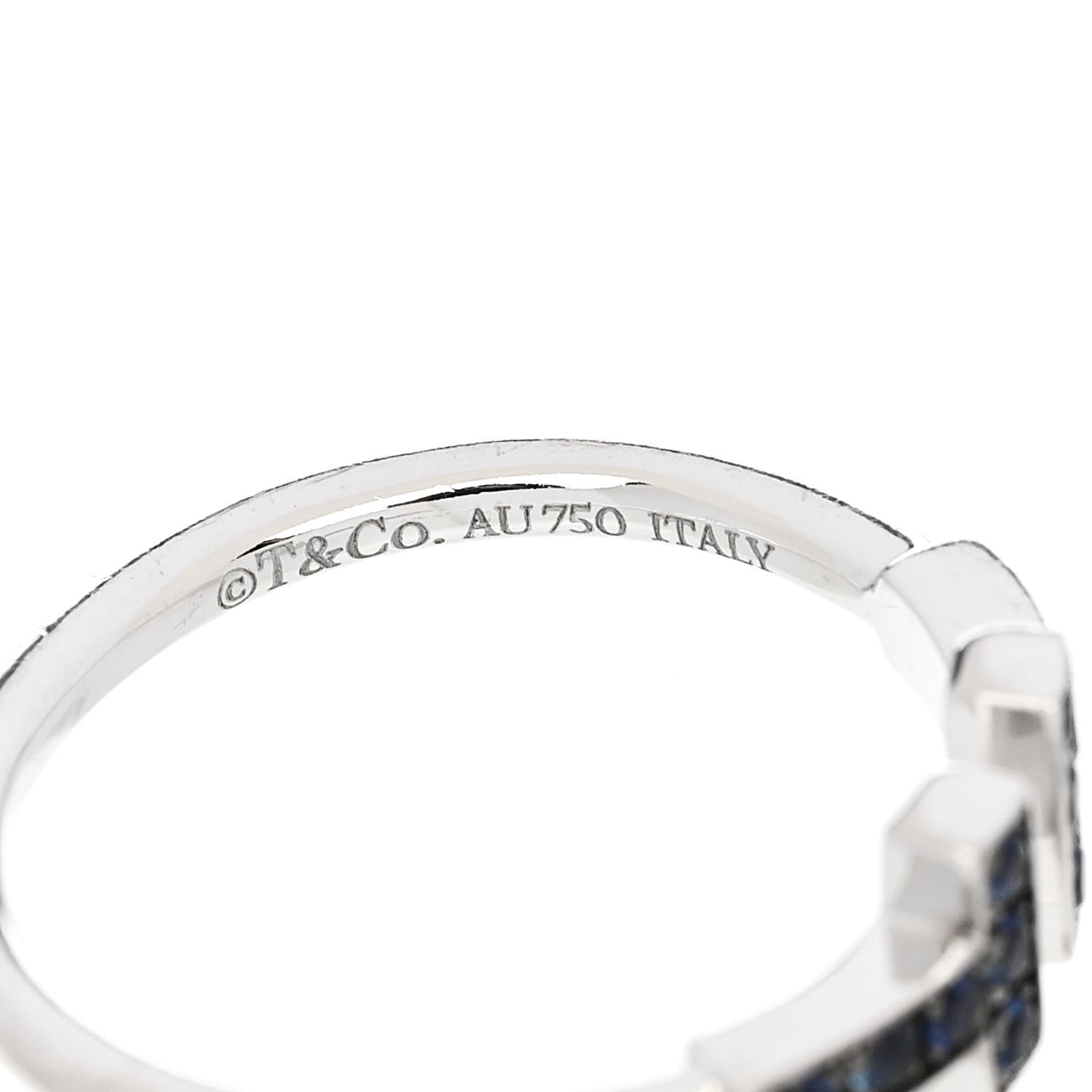 Tiffany 18K White Gold Blue Sapphire T Wire Ring 48 4.5 4 of 5