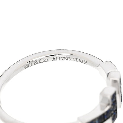 Tiffany 18K White Gold Blue Sapphire T Wire Ring 48 4.5 4 of 5