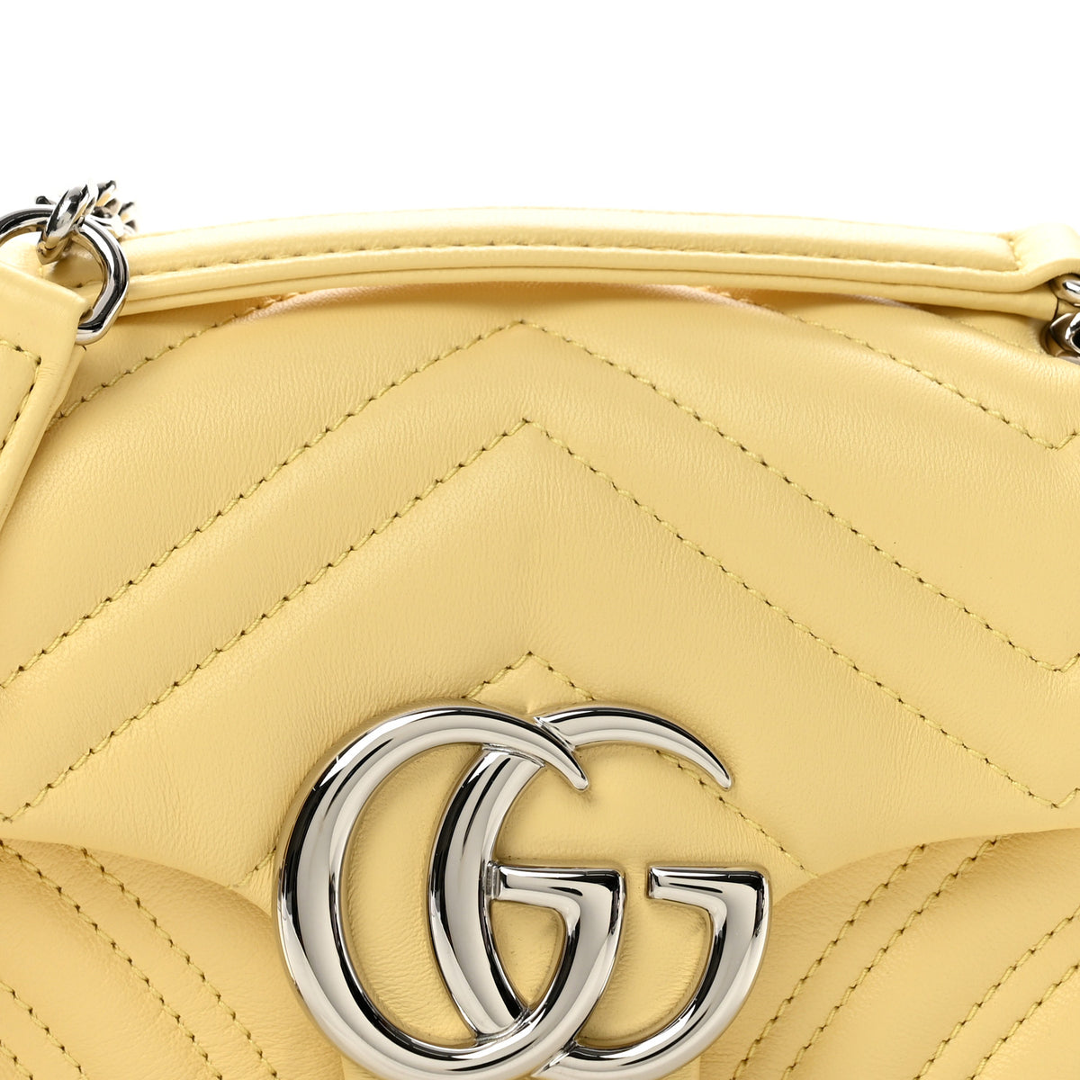 Gucci Lambskin Matelasse Small GG Marmont Shoulder Bag Yellow 8 of 12