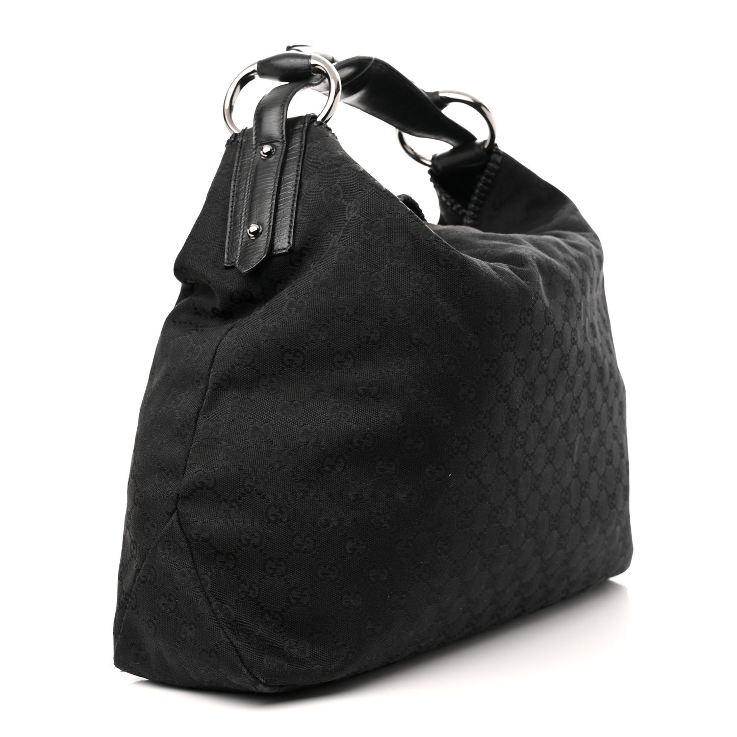 Monogram Large Horsebit Chain Hobo Black