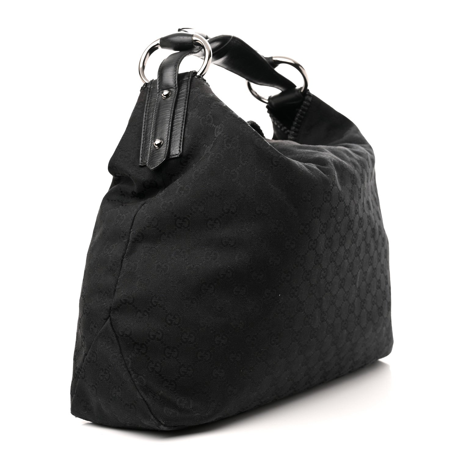 Gucci Monogram Large Horsebit Chain Hobo Black 3 of 14
