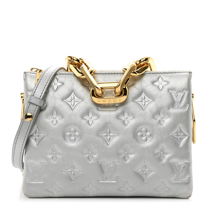 Louis Vuitton Lambskin Embossed Monogram Coussin BB Silver 1 of 10