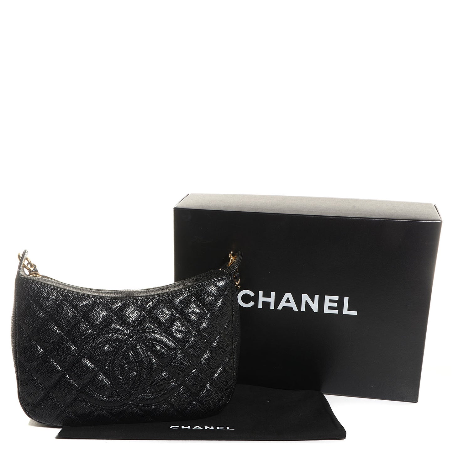 Caviar Quilted CC Hobo Black