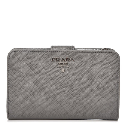 Prada Saffiano Metal Compact Wallet Marmo 1 of 8