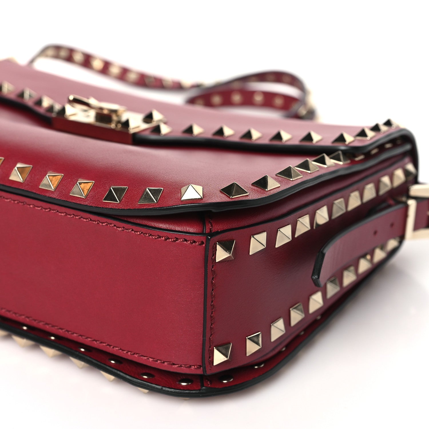 Valentino Garavani Vitello Medium Rockstud Flap Saddle Bag Scarlet 9 of 10