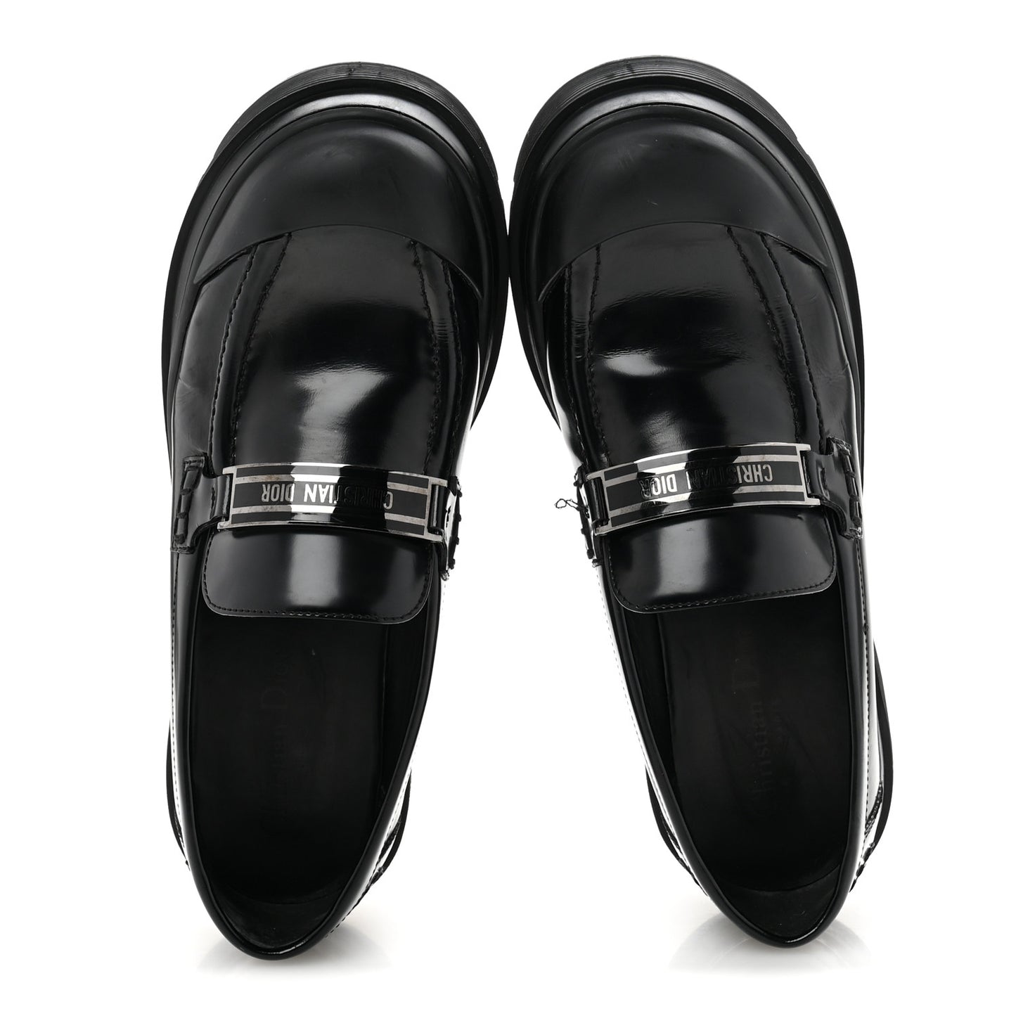 Brushed Calfskin Rubber Dior Code Cap Toe Lug Sole 35mm Loafers 40 Black