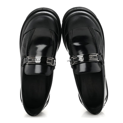 Christian Dior Brushed Calfskin Rubber Dior Code Cap Toe Lug Sole 35mm Loafers 40 Black 2 of 11