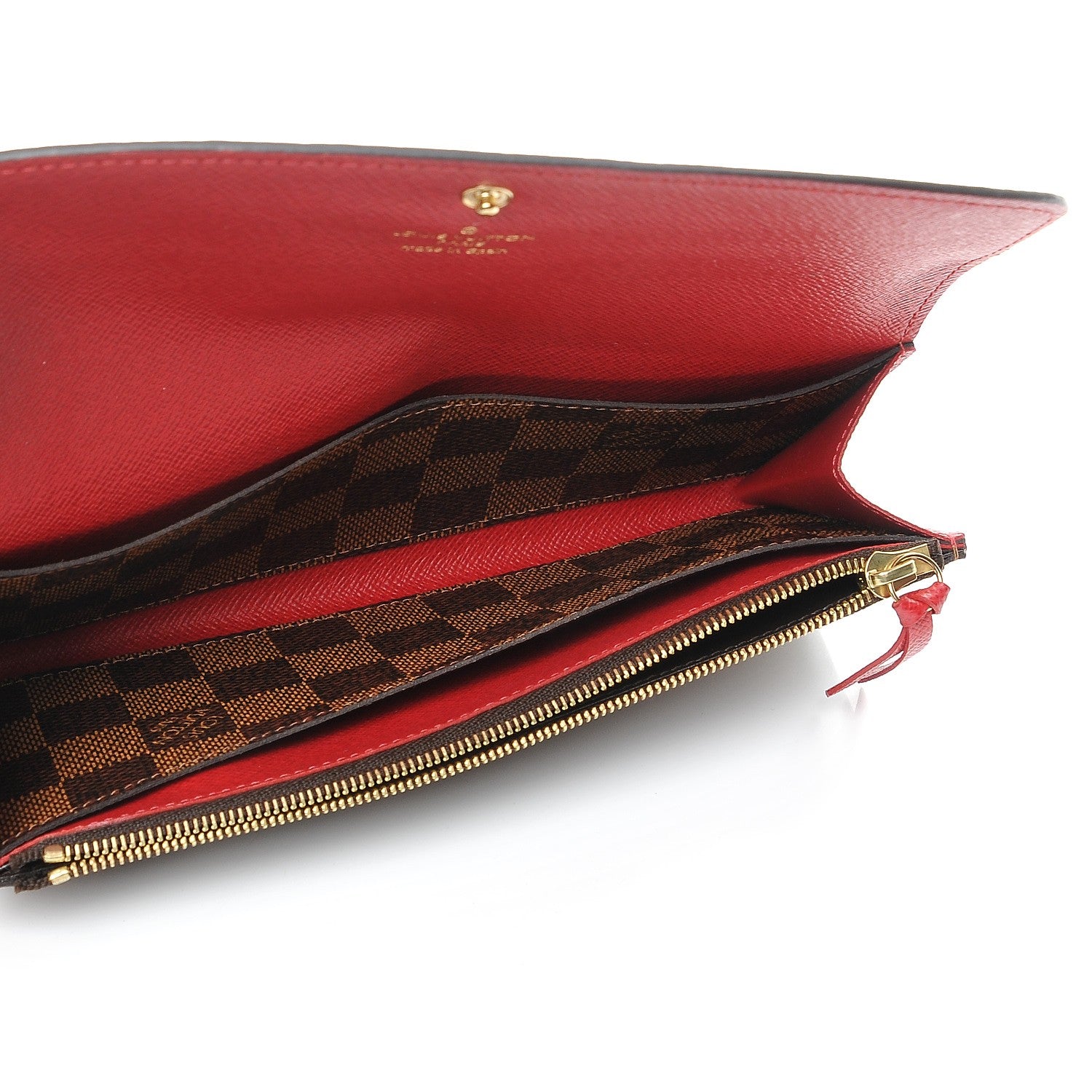 Louis Vuitton Damier Ebene Emilie Wallet Red 5 of 7