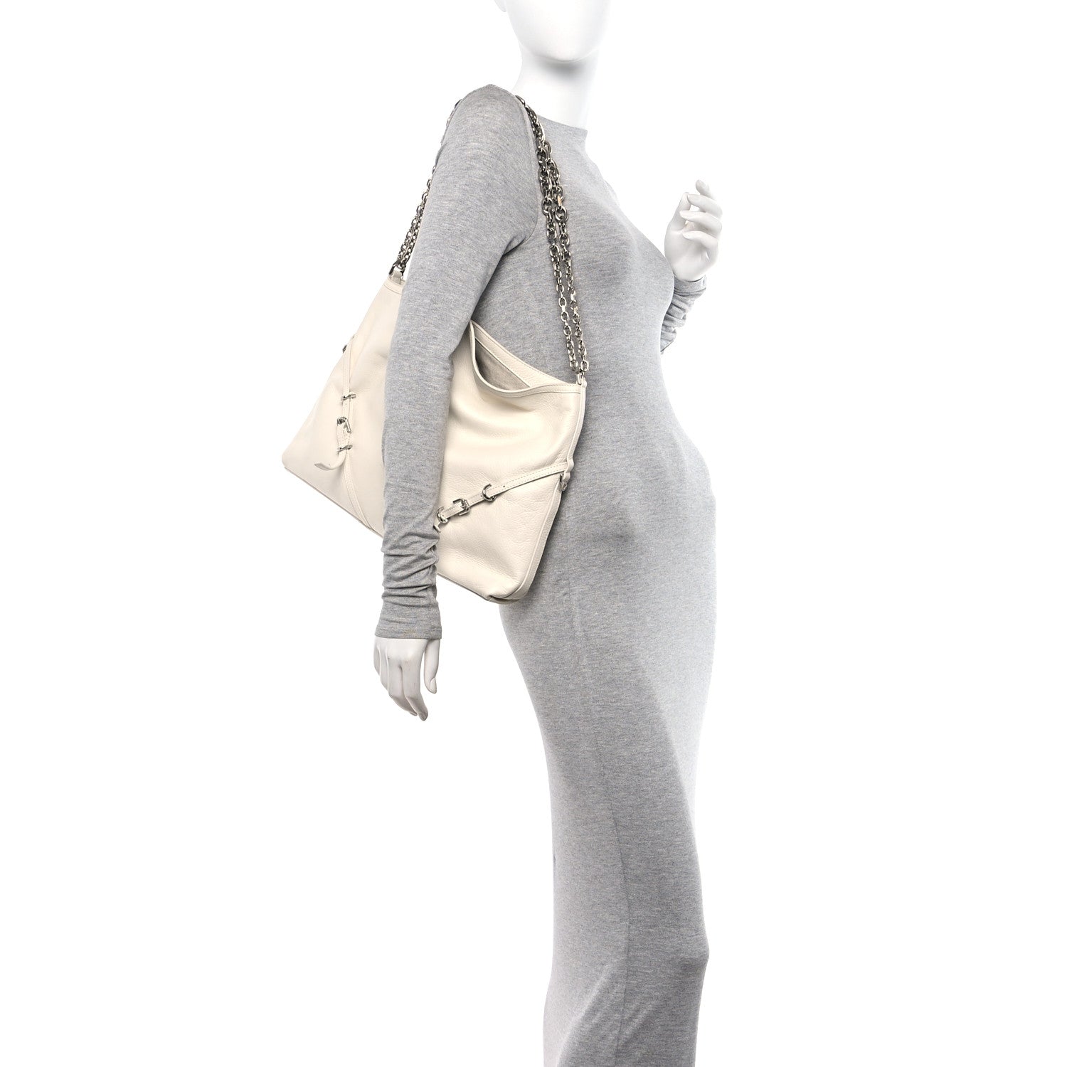 Givenchy Tumbled Calfskin Medium Voyou Bag Ivory 2 of 10