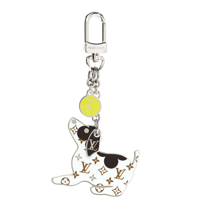 Louis Vuitton Metal Monogram Dog Bag Charm Key Holder Silver 1 of 4
