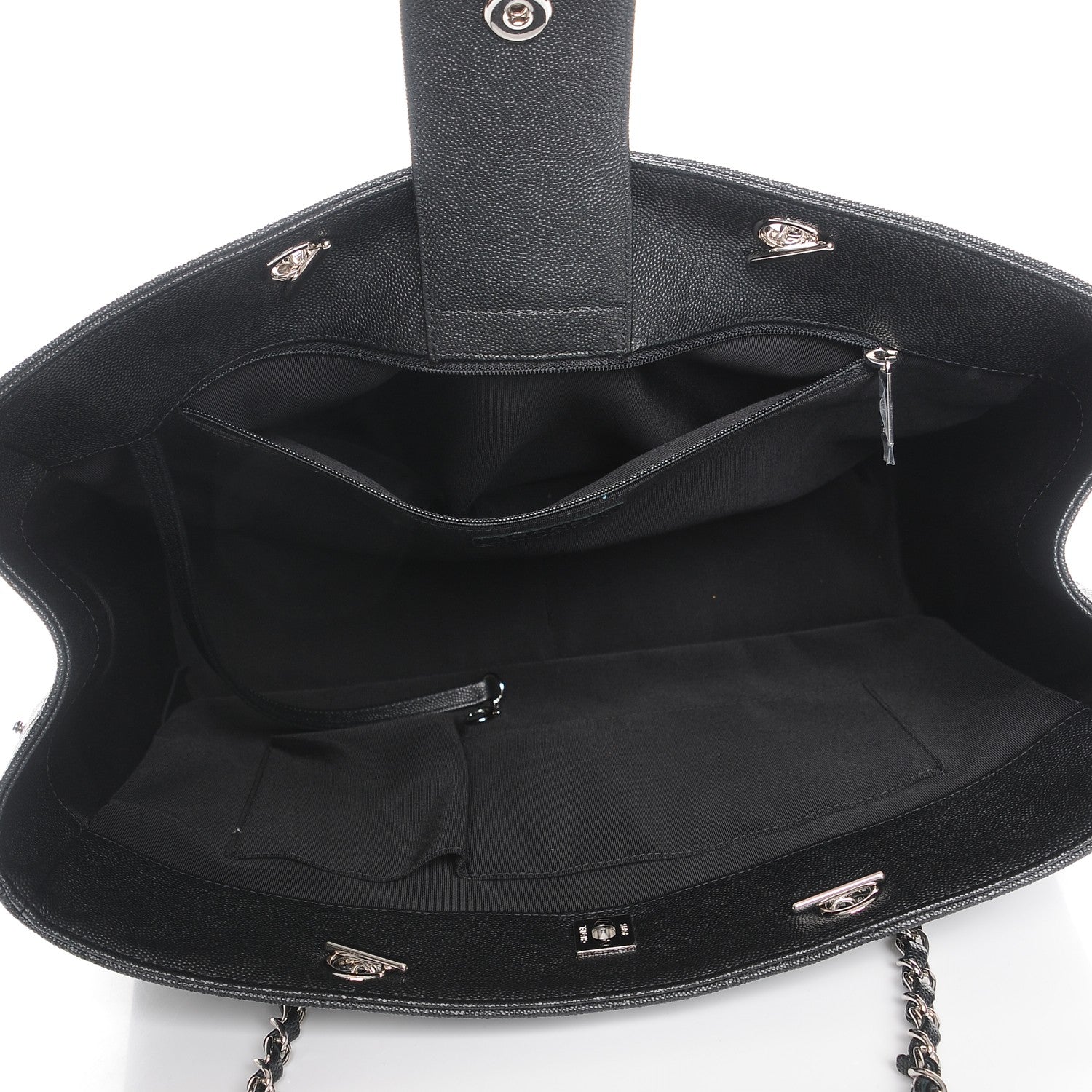 Chanel Calfskin Quilted Large CC Shopping Tote Black 4 of 6