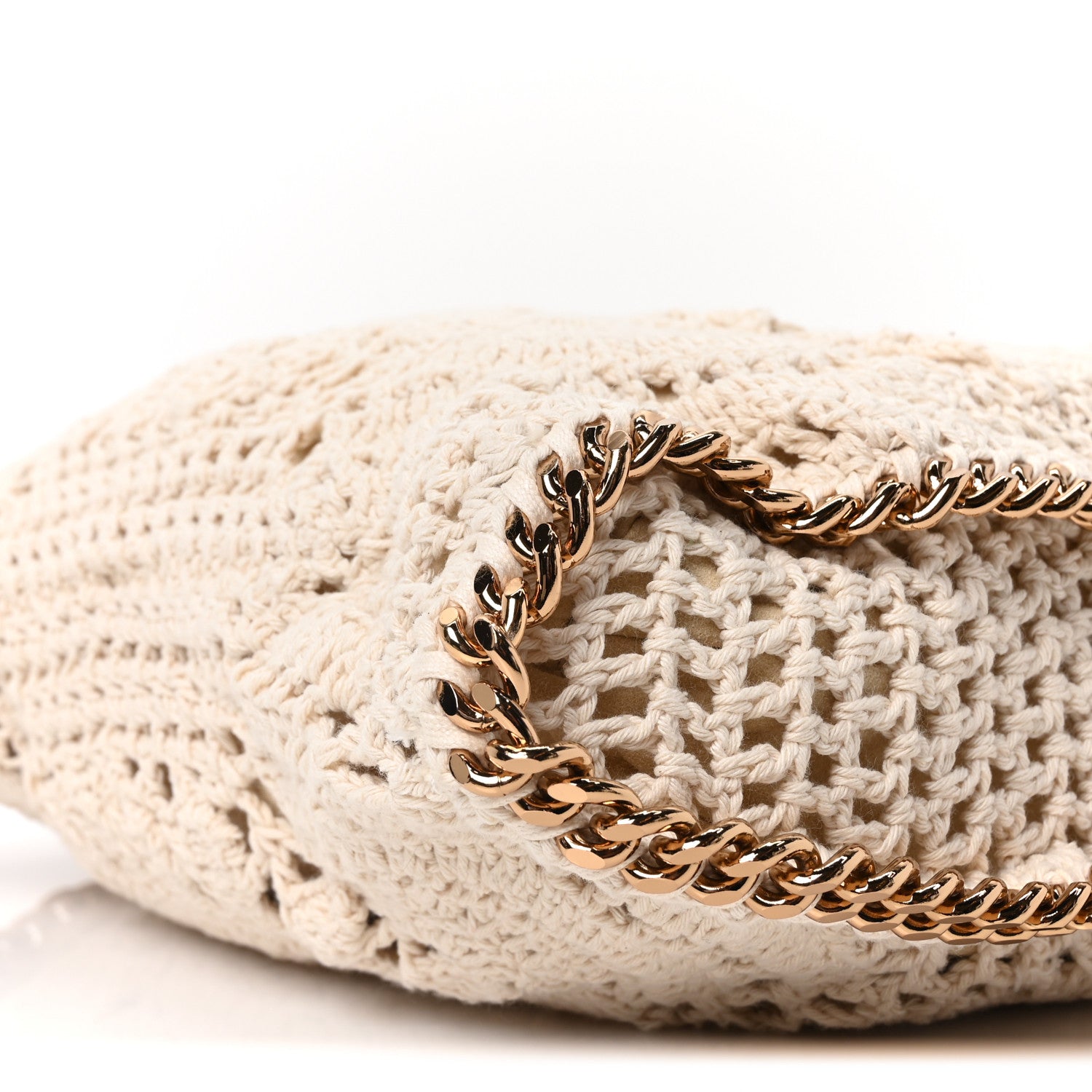 Stella McCartney Cotton Crochet Falabella Ajouree Tote Bag White