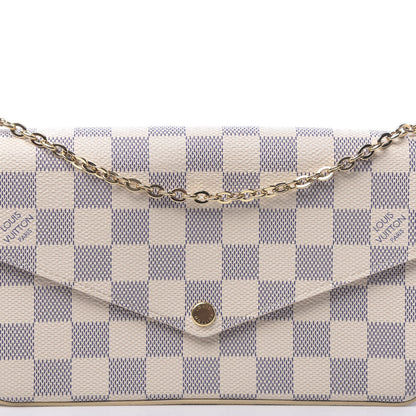 Louis Vuitton Damier Azur Pochette Felicie Chain Wallet Rose Ballerine 11 of 11