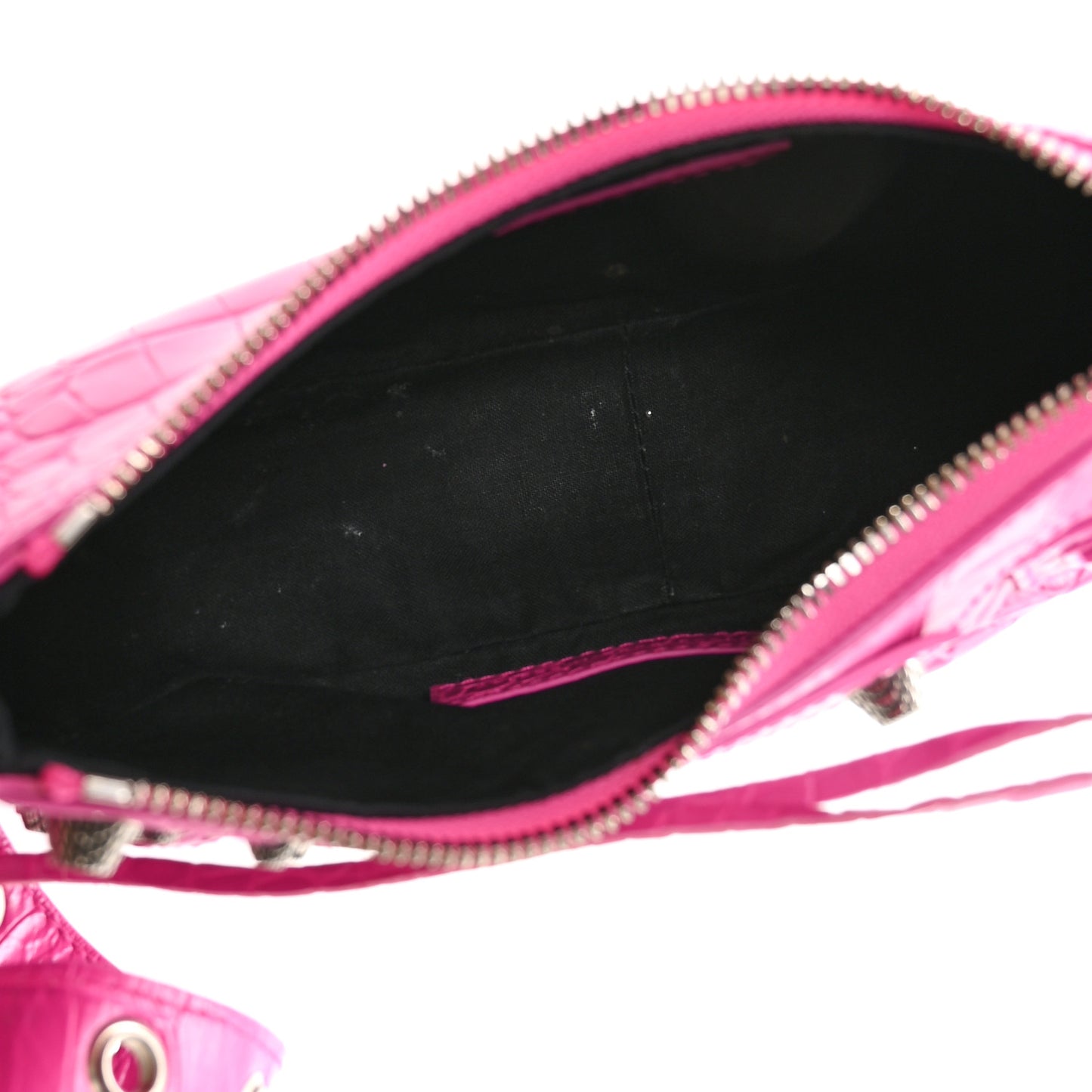Extra Supple Calfskin Crocodile Embossed XS Le Cagole Shoulder Bag Lipstick Pink