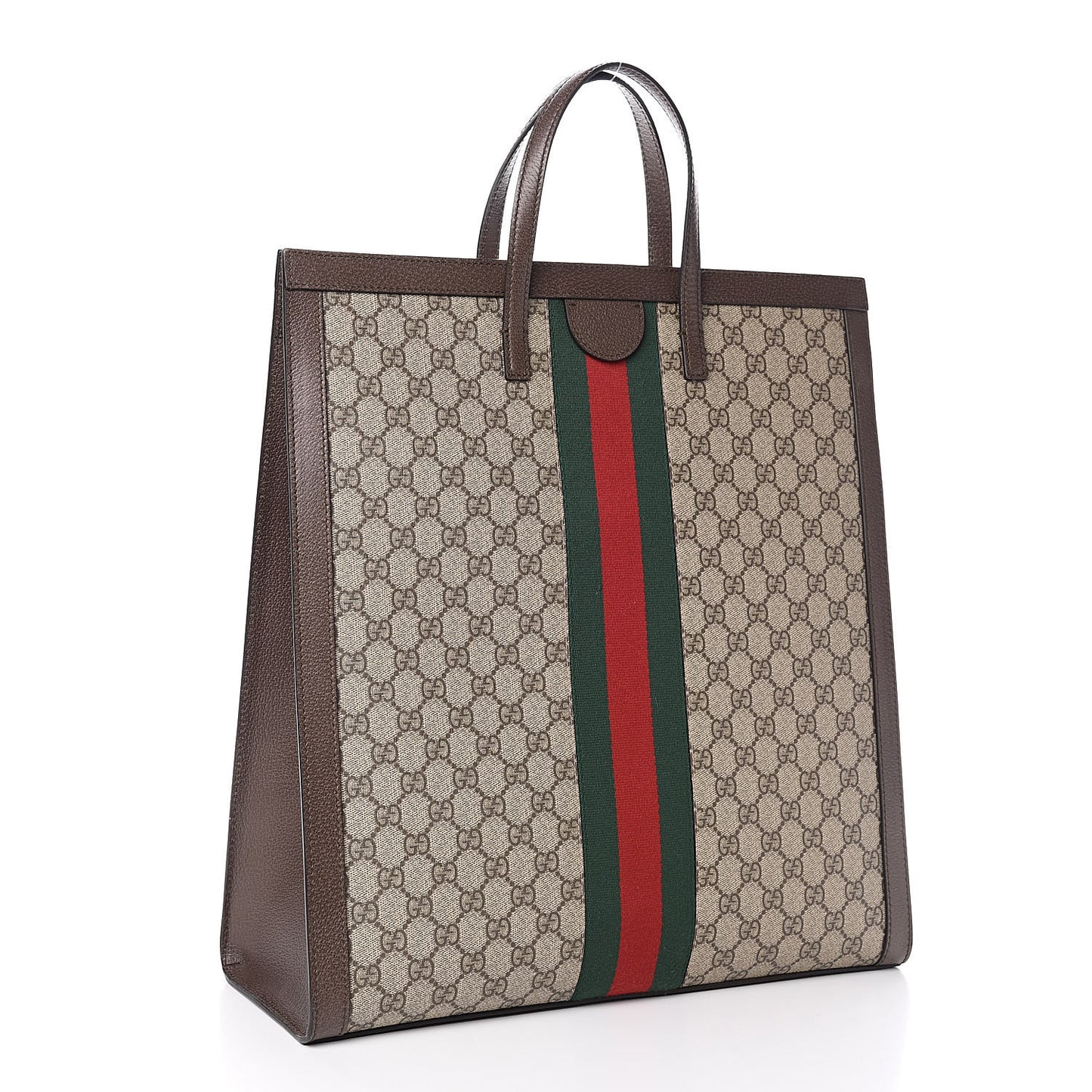 GG Supreme Monogram Web Ophidia Vertical Tote Brown